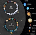 Natural stone zodiac sign beaded bracelet set showing two adjustable bracelets with gemstone beads