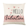 Square Valentine's Day pillow cover with red heart plaid print on a 45cm cotton cushion.