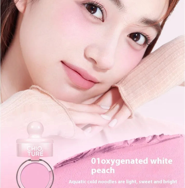Blush mud shimmer powder in nude colour scheme with swelling contractive effect, single-colour compact
