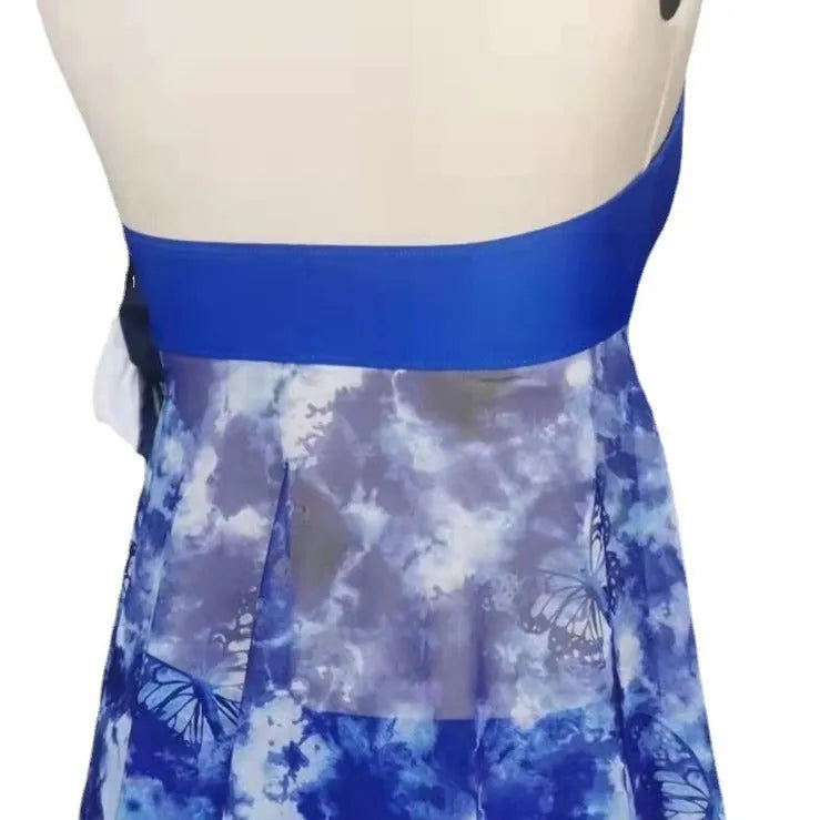 Blue spandex bikini set for women with European and American style briefs