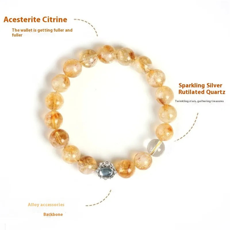 Citrine crystal bracelet with geometry-shaped 10mm beads
