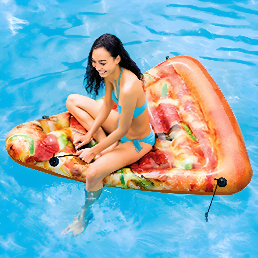 Large pizza themed inflatable surfboard float measuring 175cm by 145cm