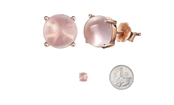 Rose gold drop shape synthetic quartz stud earrings with Korean style design