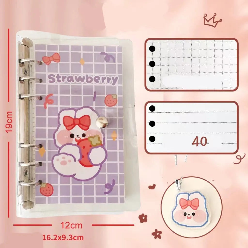A6 loose-leaf notebook with heart cover, 80 pages of 70g double tape paper, 6-hole binding, 90x170mm