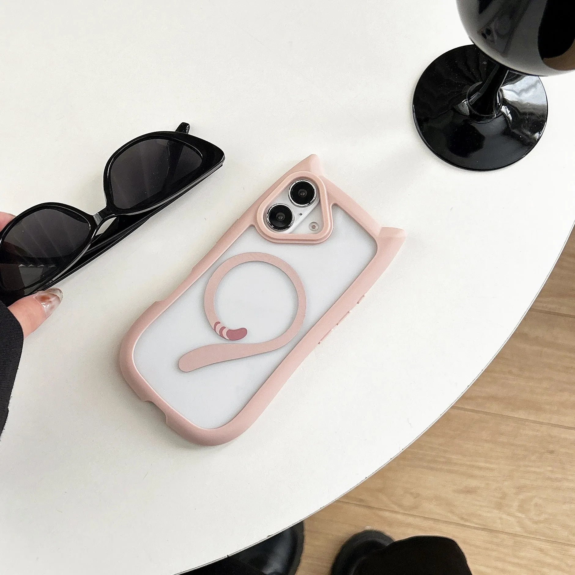 Transparent acrylic TPU phone case for iPhone 17 series showing two-in-one design