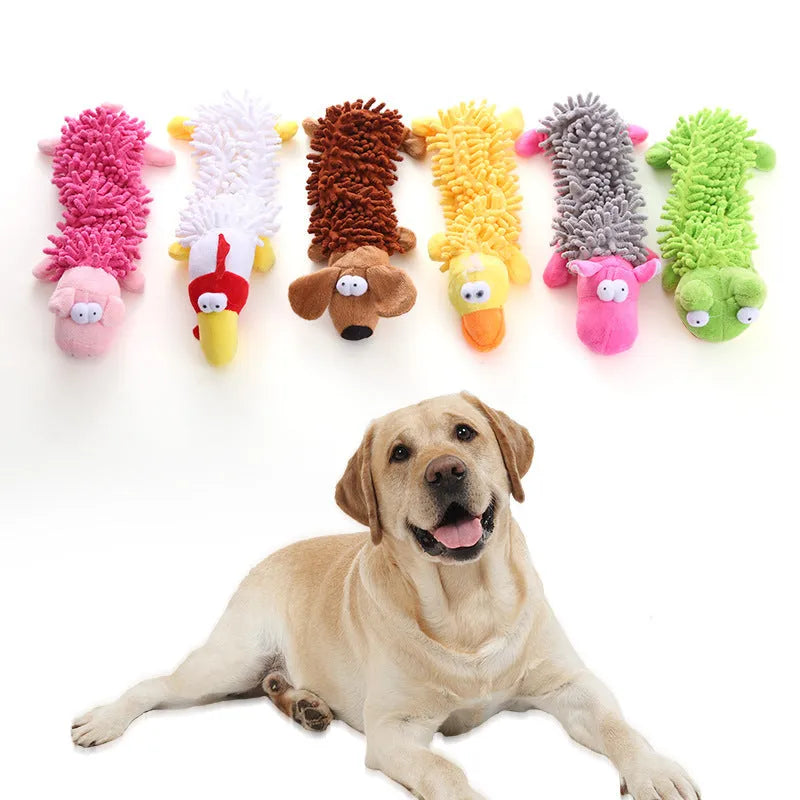 Plush microfiber dog bite toy in horse molar shape, brown dog colour variant, isolated on white background