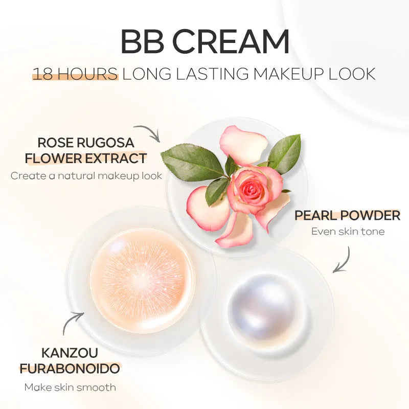 30ml tube of BB cream in natural finish with nine shade options displayed