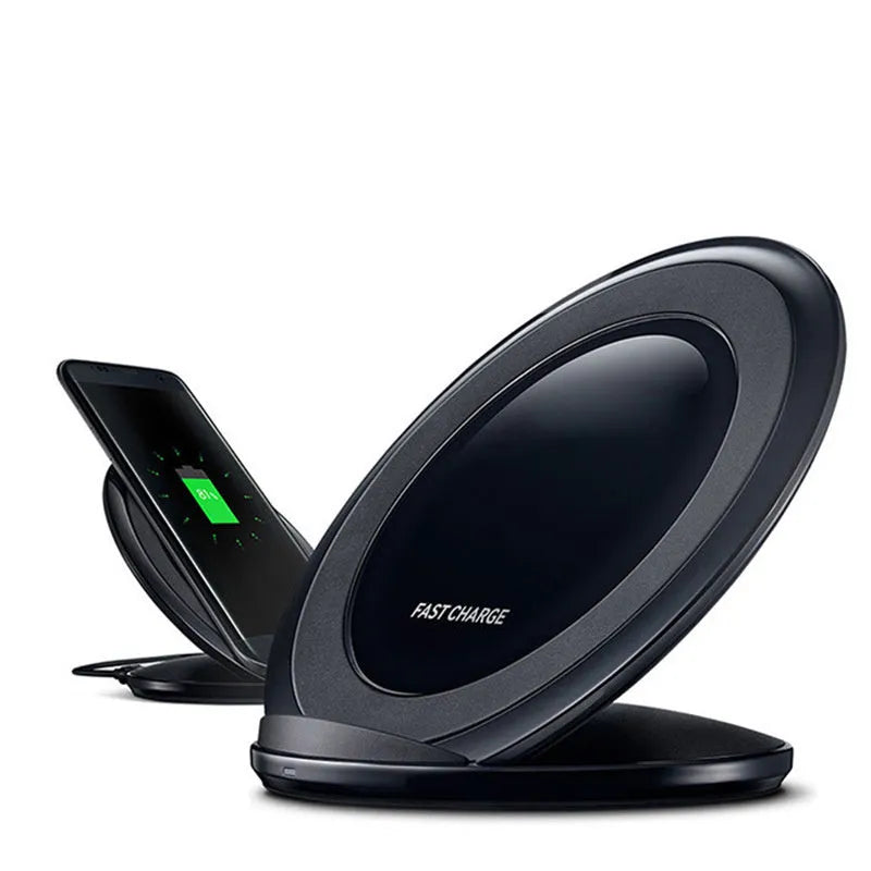 Qi wireless charging pad for Galaxy Note Edge showing black and white colour options with USB connection