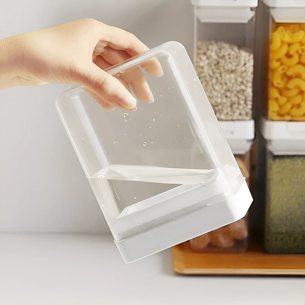White transparent plastic grain storage container with 400ml capacity