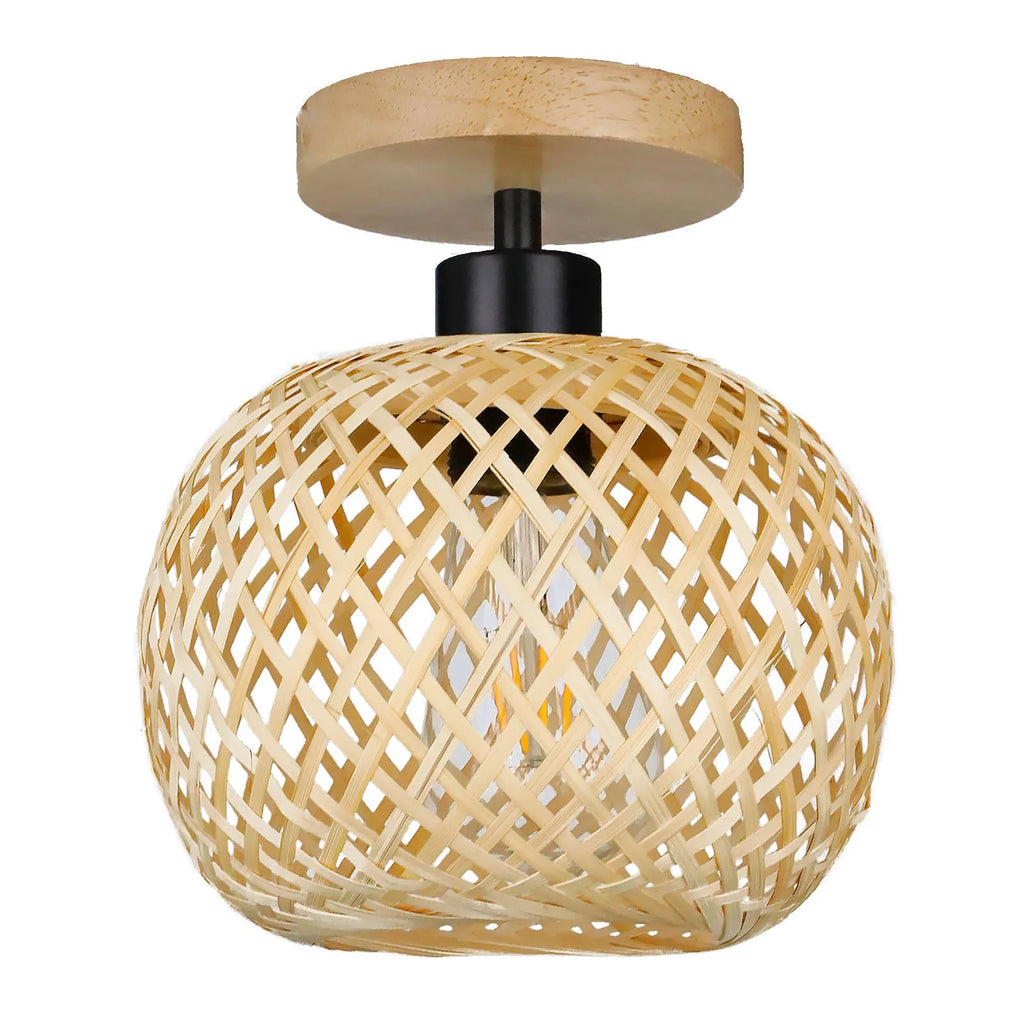 Bamboo Japanese-style aisle hallway ceiling lamp with wood colour finish