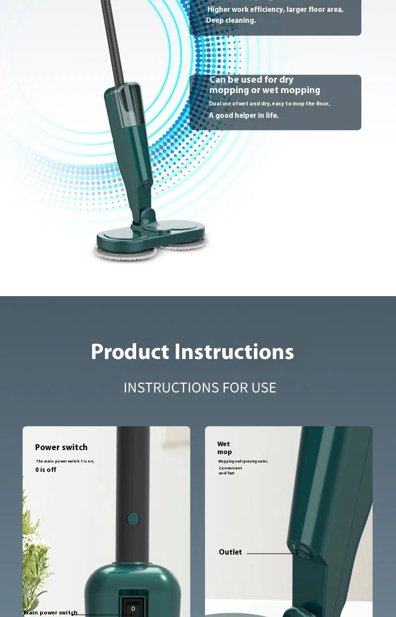 Wireless sweeping and mopping machine in S5 Green colour with USB charging port