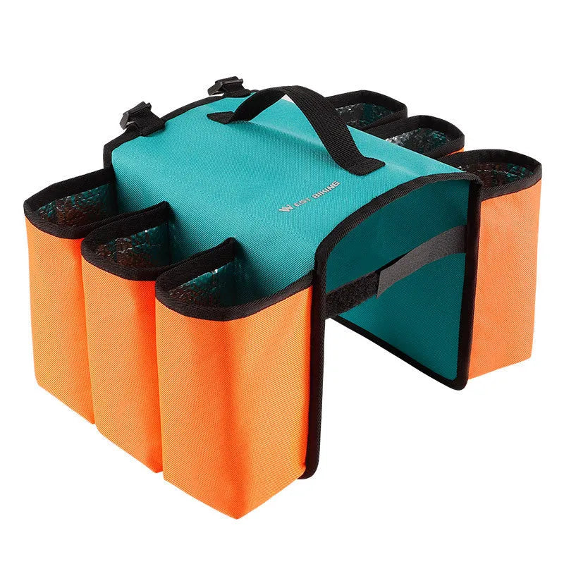 Black and orange bicycle handlebar double-sided anti-scratch drink storage bag with 2L capacity