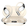 YYK-Q39 portable sports hanging ear Bluetooth earphones in beige and black with digital display and noise reduction