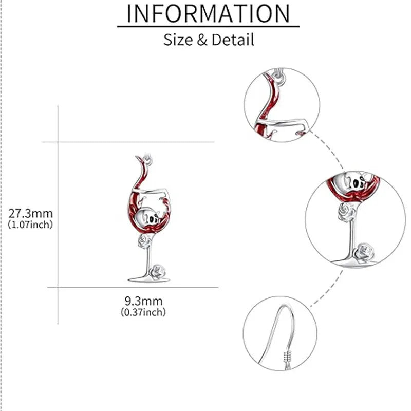 Halloween-themed geometric earrings with skull and wine glass design in electroplated zinc alloy