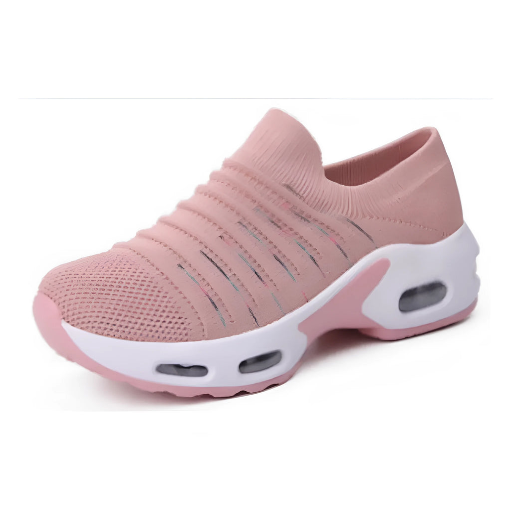Plus size fly-knit sock shoes in black with stretch mesh upper and round toe