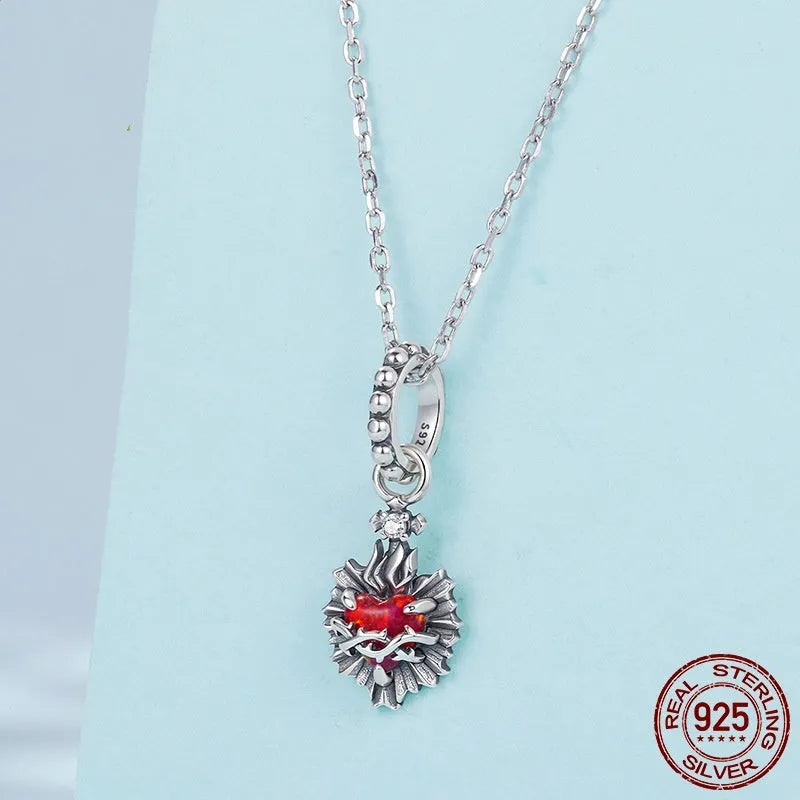 925 sterling silver vintage cross love heart pendant bead 2.3x0.9cm aperture 0.45cm