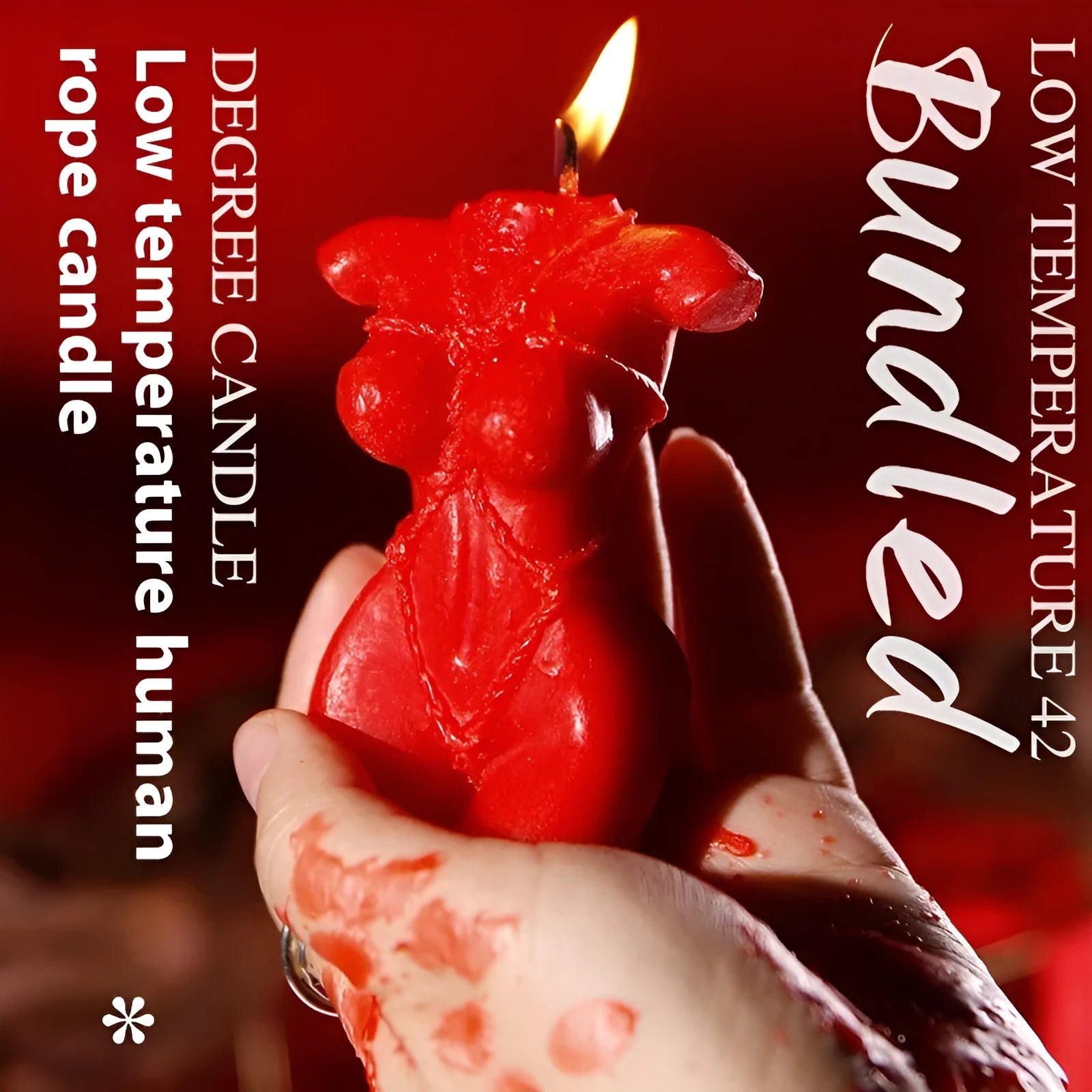 Low temperature sensual massage candle in soy wax with rose red, spring pink and lilac purple colour options