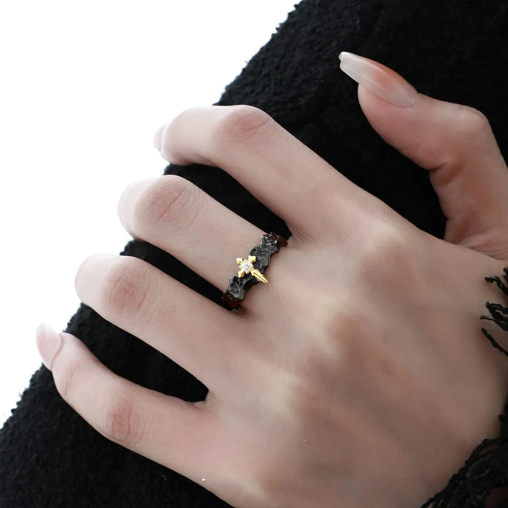 Adjustable opening silver couple ring with electroplated white gold or black gold finish