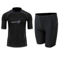 Men's quick-drying half sleeve swimsuit in blue with separate top and pants for snorkelling and surfing