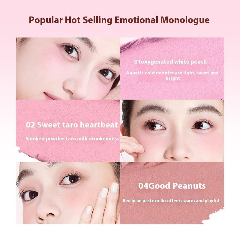 Blush mud shimmer powder in nude colour scheme with swelling contractive effect, single-colour compact