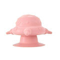 Pink silicone pet nursing bottle with bionic breast-shaped pacifier on a flat base, with three additional pacifiers.