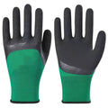 Pair of black and green wear-resistant rubber work gloves size M length 22 to 24 cm