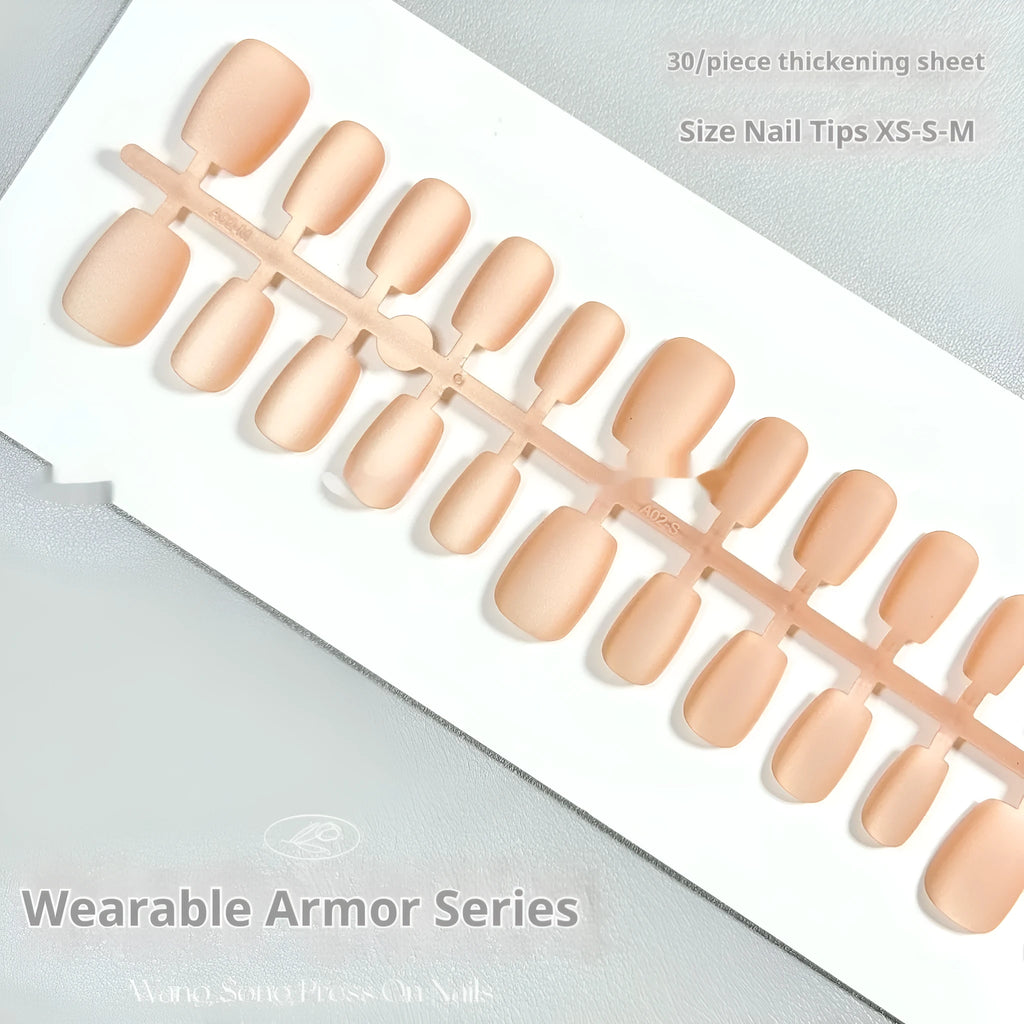 Velvet frosted Cat's Eye artificial nails in short ladder sizes with Aurora armour designs