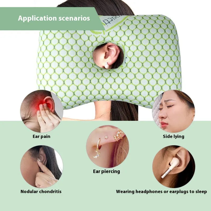 Beauty Salon single hole ear pillow in adult size 39x28x6cm with hollow centre for piercing aftercare.