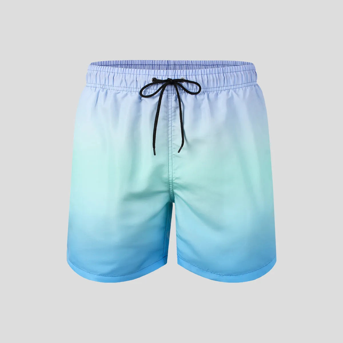 Men's gradient colour 3D digitally printed mesh sport shorts on a mannequin.