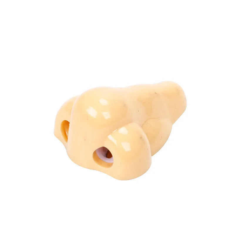 Flesh colour plastic pencil sharpener with big nostril design and geometry shape for student stationery