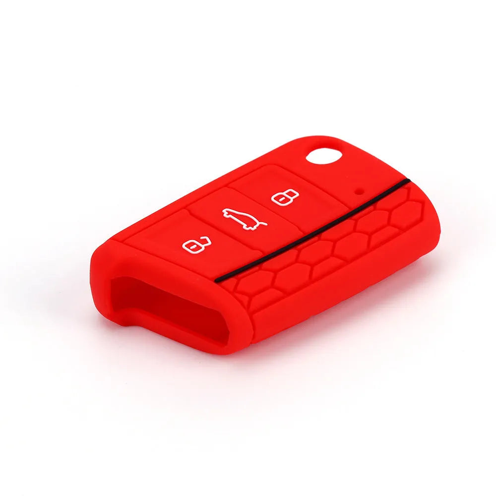 Silicone car key case for Volkswagen Series in half-pack sports version red edge black colour