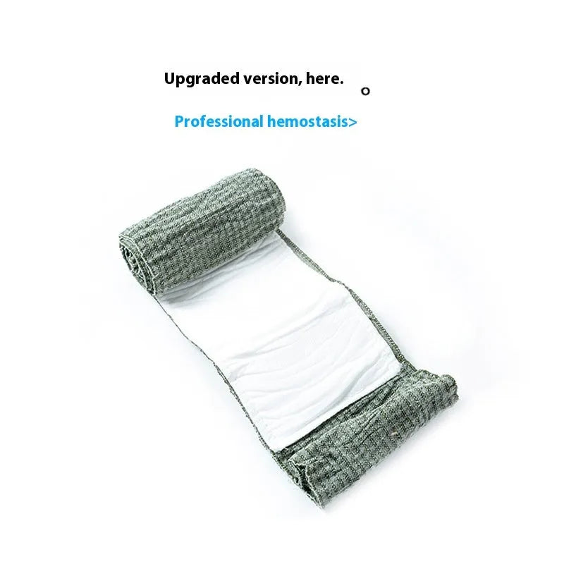 Portable hemostatic bandage roll in 4 inch and 6 inch sizes for first aid kits.