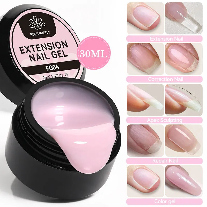 30ml nail extension UV gel in transparent shade with colour options EG01 to EG10 no wash needed