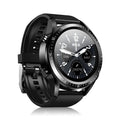 Black smart watch with silicone strap showing blood pressure monitoring on a 1.28-inch screen.