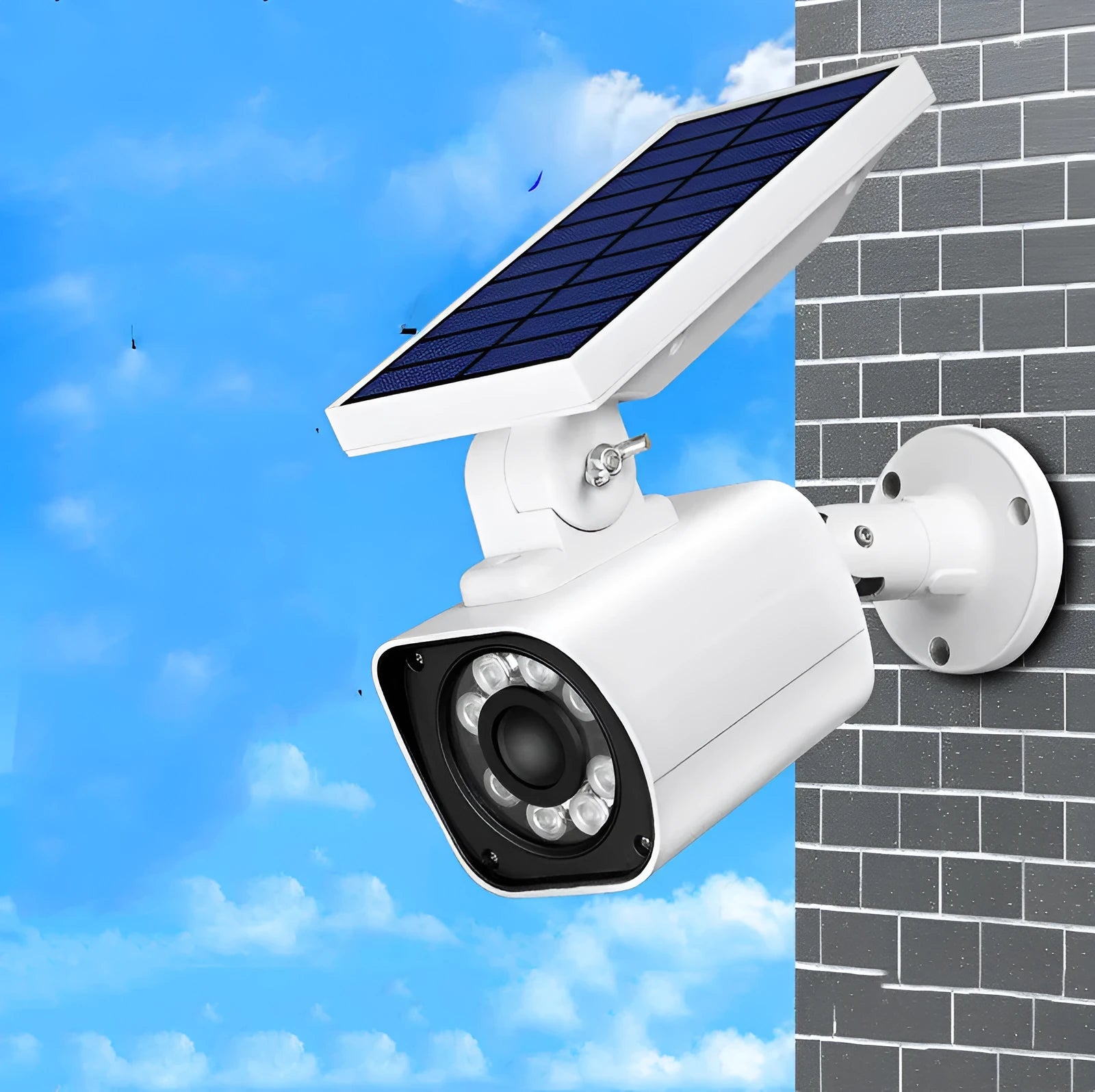 Solar simulation camera garden light with 5W LED, IP67, aluminium alloy white housing