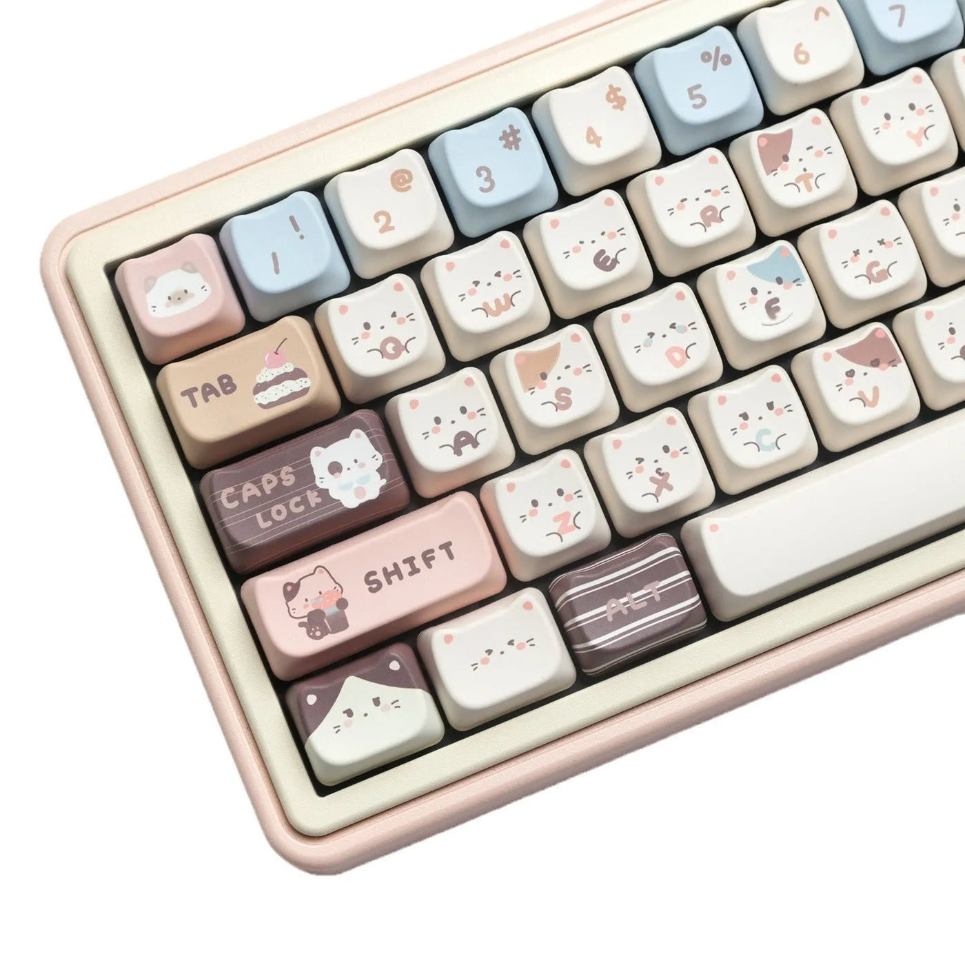 High Sea Salt Cat themed PBT keycap set with sublimation printing showing nautical cat design