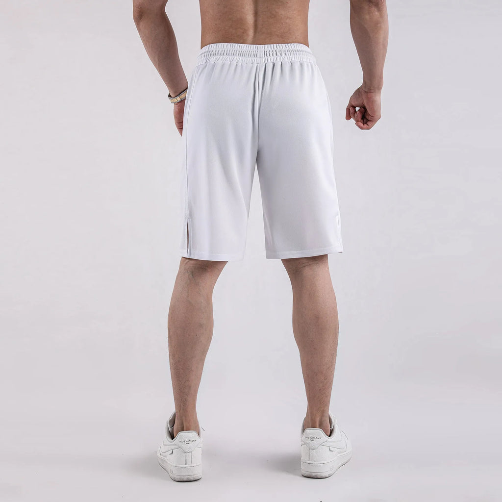 Men's quick-drying mesh shorts in black and white with elastic waist and loose fit