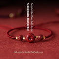 Cinnabar safety buckle bracelet with natural heart-shaped beads and red rope