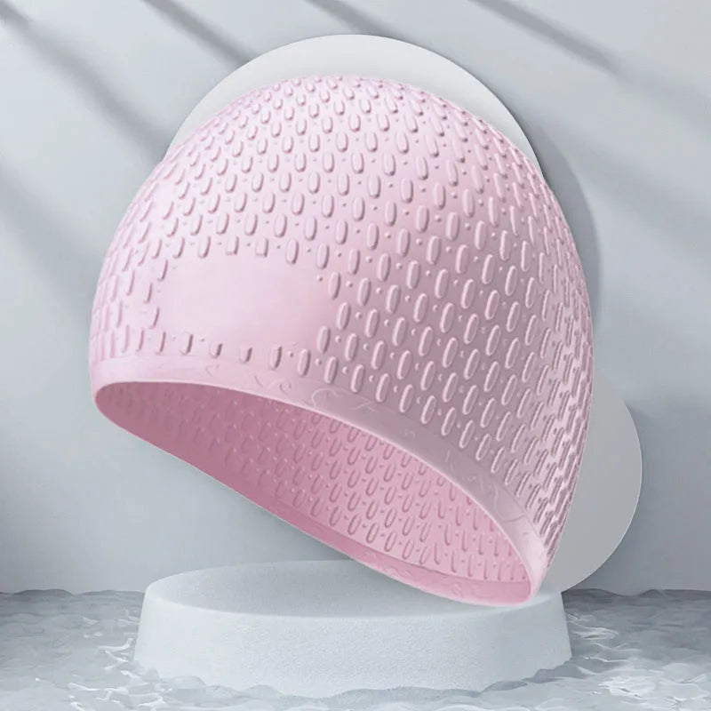 Solid colour silicone swimming cap for adults in various colours