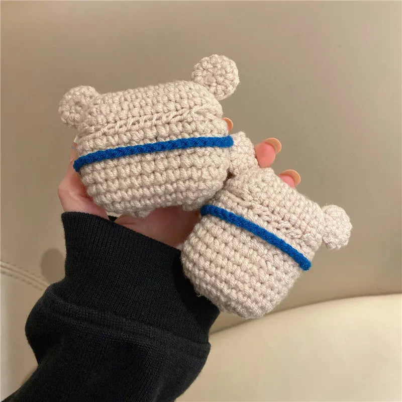 Handmade knitted koala bear backpack design protective sleeve for Apple AirPods