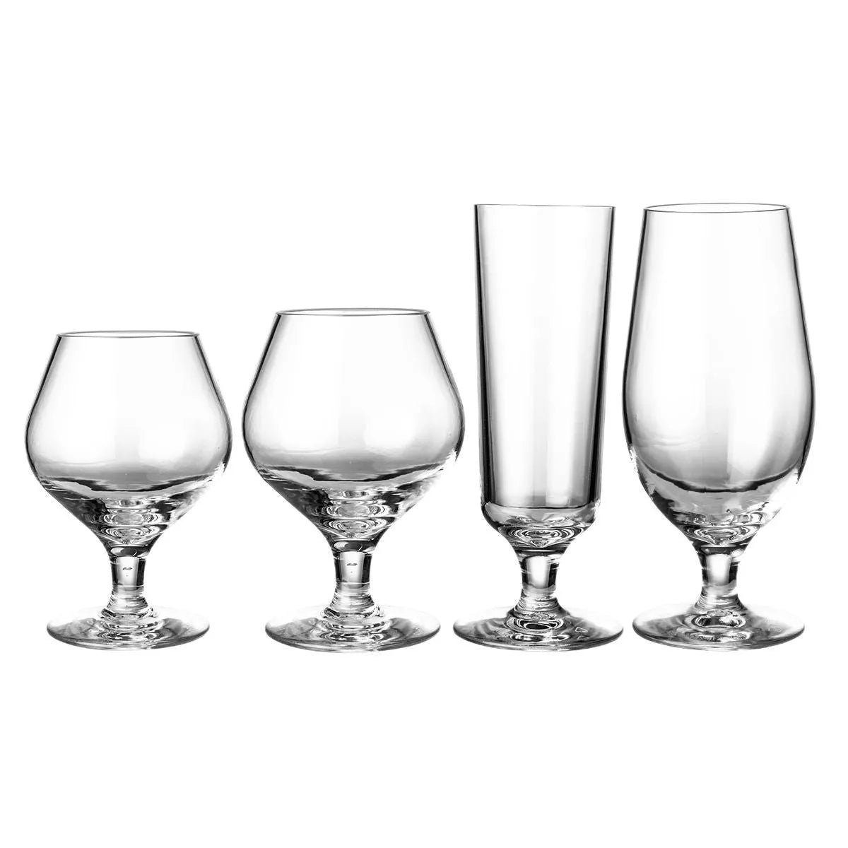 Clear acrylic wine glass with modern simple design, shown in 550ml and 300ml sizes for party catering.