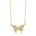 Gold titanium steel twisted chain butterfly necklace with magnetic clasp