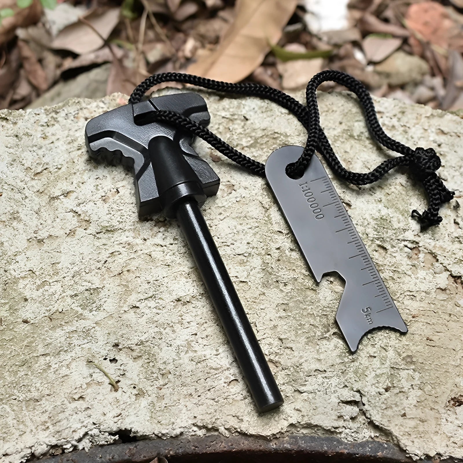 Butterfly-shaped ferrocerium fire starter with stainless steel bottle opener measuring 117x43mm