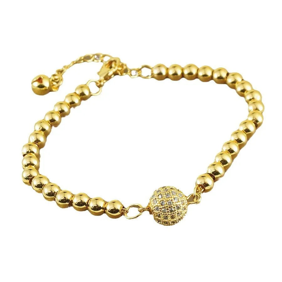 Arabic style women's copper bracelet with heart shape design and zircon detail