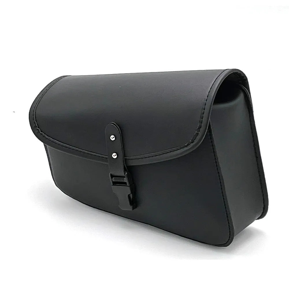 Black PU leather motorcycle swingarm bag for Sportster models measuring 30x24x20cm