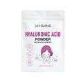 Hyaluronic acid powder in container with mask accessory for facial skincare preparation