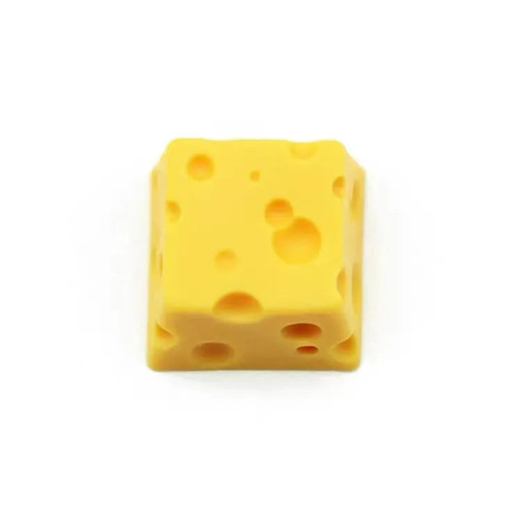 Yellow resin cheese key cap for mechanical keyboards with food-themed design