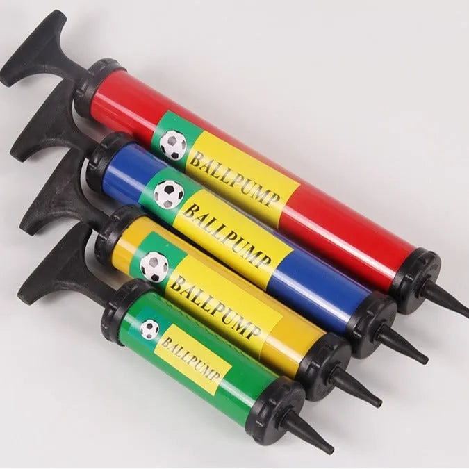 Manual plastic ball pump measuring 20-32cm length for sports equipment and balloon inflation
