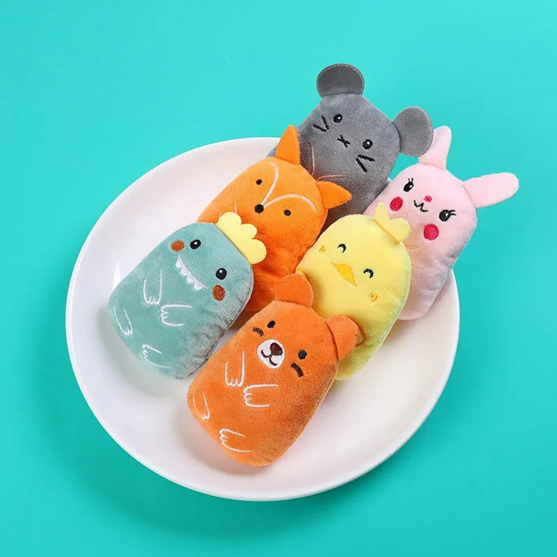 Teeth-grinding catnip toy plush interactive with vocal squeaker for cats brown colour 11x8x4.5cm
