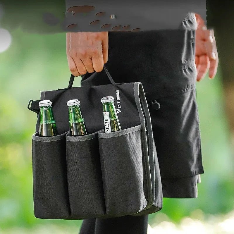 Black and orange bicycle handlebar double-sided anti-scratch drink storage bag with 2L capacity
